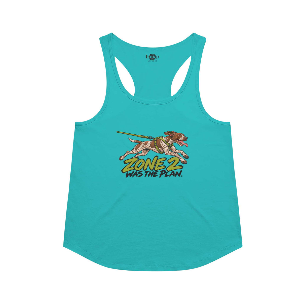 Zone 2 Was the Plan racerback tank in Tahiti Blue